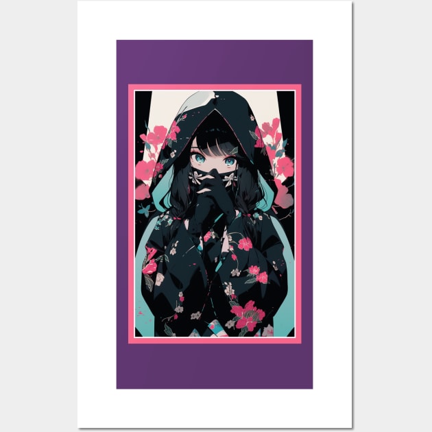 Aesthetic Anime Girl Pink Rosa Black | Quality Aesthetic Anime Design | Premium Chibi Manga Anime Art Wall Art by AlNoah